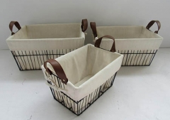 wire storage basket gift basket with PU handle