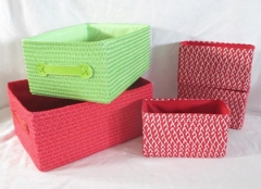 storage basket,made of PE straw with fabric liner,S/5