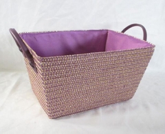 storage basket,gift basket,made of pp straw with liner,leather handle