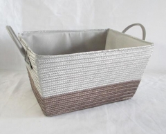 storage basket,gift basket,made of pp straw with liner,leather handle