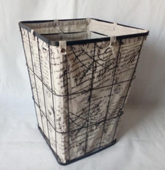 wire laundry basket with fabric liner,S/3