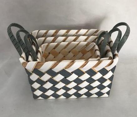 wooden chip storage basket gift basket