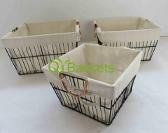 storage basket,gift basket,wire basket with liner,set of 3