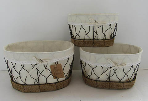 wire storage basket gift basket with liner set of 3