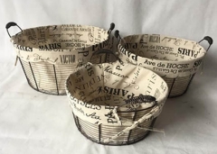 storage basket,gift basket,wired basket with fabric liner,S/3