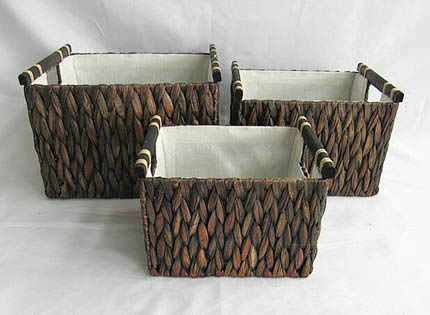 paper rope storage basket gift basket with wooden handles
