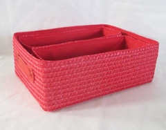 storage basket,gift basket,made of PE straw with fabric liner,S/3