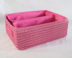 storage basket,gift basket,made of PE straw with fabric liner,S/3