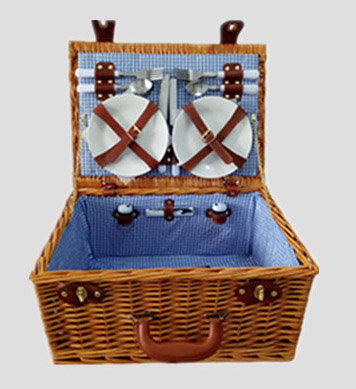 willow picnic basket set,picnic hamper,service for 2