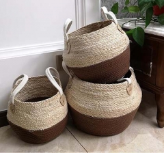 belly flower pot made with maize and cotton rope