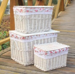 wicker storage basket,wicker laundry basket,set of 3