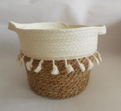 hand made rush & paper rope plant pot flower pot with plastic liner set of 3