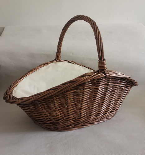 willow log basket with liner